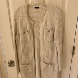 Talbots Long Creamy White Cardigan Size Small